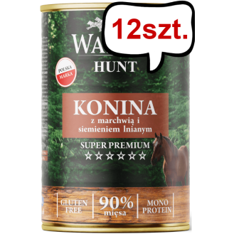Wataha Hunt Adult Konina z marchewką i siemieniem lnianym Mokra Karma dla psa op. 400g Pakiet 12szt.