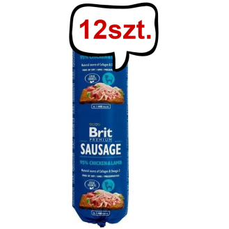 Brit Premium Sausage Adult Chicken&Lamb Mokra Karma dla psa op. 800g Pakiet 12szt.