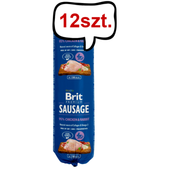 Brit Premium Sausage Adult Chicken&Rabbit Mokra Karma dla psa op. 800g Pakiet 12szt.