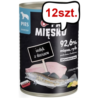Pan Mięsko Indyk z Dorszem Mokra Karma dla psa op. 400g Pakiet 12szt.