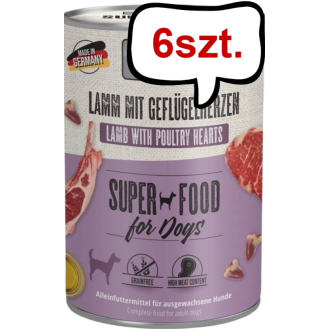 Mac's Adult Superfood Jagnięcina z Sercami Drobiowymi Mokra Karma dla psa op. 400g Pakiet 6szt.