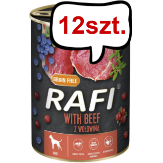 Rafi Dog Wołowina z borówką i żurawiną Mokra Karma dla psa op. 400g Pakiet 12szt.