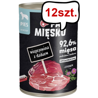 Pan Mięsko Wieprzowina z dzikiem Mokra Karma dla psa op. 400g Pakiet 12szt.