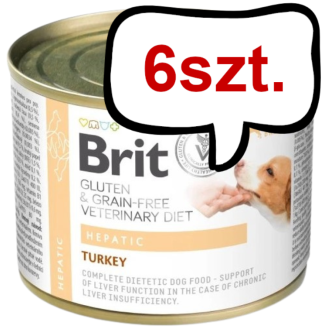Brit Veterinary Diet Hepatic Turkey&Pea Mokra Karma dla psa op. 200g Pakiet 6szt.