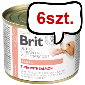 Brit Veterinary Diet Renal Tuna&Salmon&Pea Mokra Karma dla psa op. 200g Pakiet 6szt.