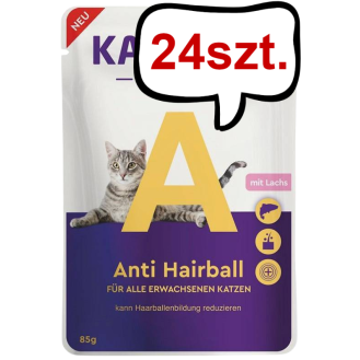 Kattovit Vital Care Anti Hairball z łososiem (Lachs) Mokra Karma dla kota op. 85g Pakiet 24 szt.