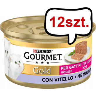 Gourmet Gold Kitten Mus z cielęciną Mokra Karma dla kota op. 85g Pakiet 12szt.