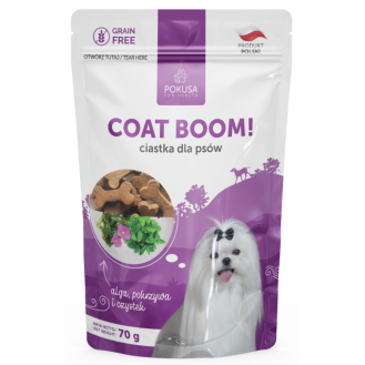 Pokusa Przysmak Coat Boom! Algi i zioła dla psa op. 70g WYPRZEDAŻ