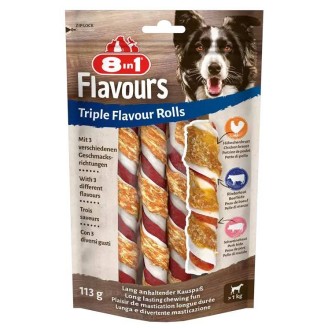 8in1 Gryzak Triple Flavour Rolls dla psa op. 113g