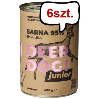 Deer Dog Junior Sarna ze spiruliną Mokra Karma dla szczeniaka op. 400g Pakiet 6szt.