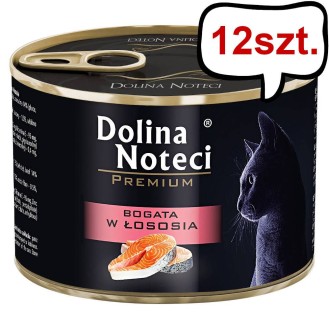 Dolina Noteci Premium Bogata w Łososia Mokra Karma dla kota op. 185g Pakiet 12szt.