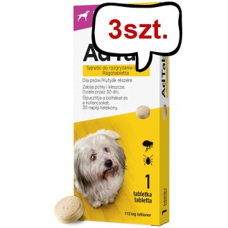 Elanco AdTab Tabletka na kleszcze i pchły 112.5mg dla psa o wadze 2.5kg-5.5kg op. 1szt. Pakiet 3szt.