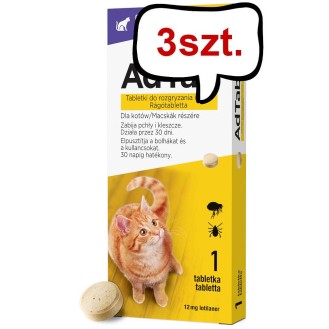 Elanco AdTab Tabletka na kleszcze i pchły 12mg dla kota o wadze 0.5kg-2kg op. 1szt. Pakiet 3szt.