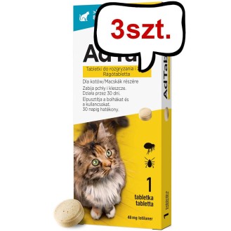 Elanco AdTab Tabletka na kleszcze i pchły 48mg dla kota o wadze 2kg-8kg op. 1szt. Pakiet 3szt.