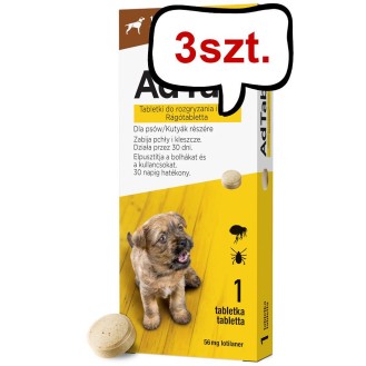 Elanco AdTab Tabletka na kleszcze i pchły 56.25mg dla psa o wadze 1.3kg-2.5kg op. 1szt. Pakiet 3szt.