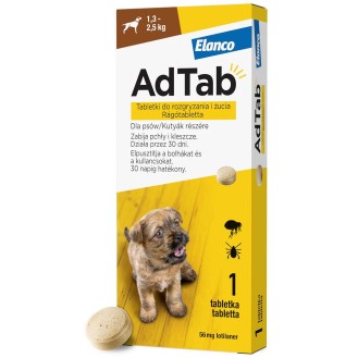 Elanco AdTab Tabletka na kleszcze i pchły 56.25mg dla psa o wadze 1.3kg-2.5kg op. 1szt