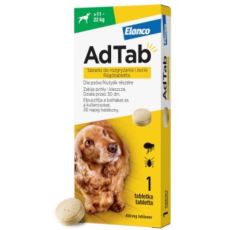 Elanco AdTab Tabletka na kleszcze i pchły 450mg dla psa o wadze 11kg-22kg op. 1szt.