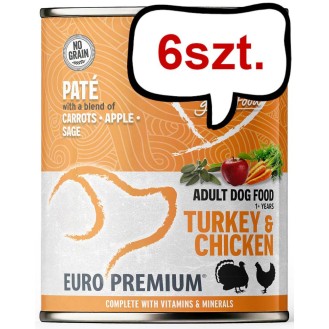Euro Premium Pate Adult Turkey&Chicken Mokra Karma dla psa op. 400g Pakiet 6szt. WYPRZEDAŻ
