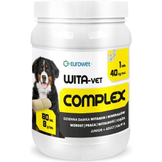 Eurowet Preparat Witaminowy Wita-Vet Complex Ca/P2 8g dla psa op. 80 tabletek