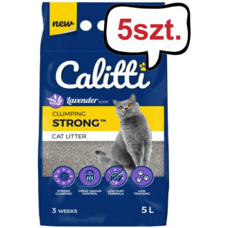 Calitti Strong Lavender Żwirek bentonitowy zapach lawenda dla kota poj. 5l Pakiet 5szt. [25l]