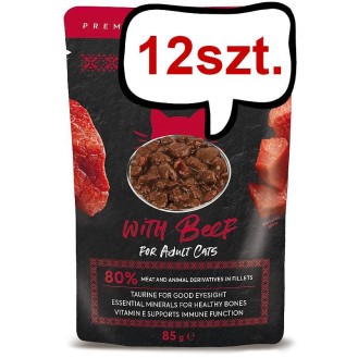 Fitmin For Life Cats Adult with Beef Mokra Karma dla kota op. 85g Pakiet 12szt.