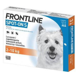 FRONTLINE Spot On Krople na kleszcze i pchły dla psa 2-10kg (rozm. S) op. 3 pipety