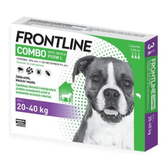 FRONTLINE COMBO Spot On Krople na kleszcze i pchły dla psa 20-40kg (rozm. L) op. 3 pipety