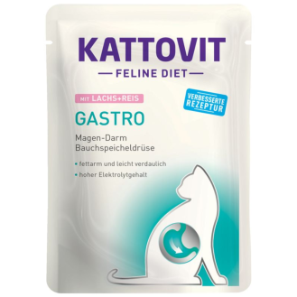 Kattovit Feline Diet Gastro z łososiem i ryżem (Lachs+Reis) Mokra Karma dla kota op. 85g