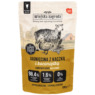 Wiejska Zagroda Jagnięcina z kaczką i kocimiętką Mokra Karma dla kota op. 100g