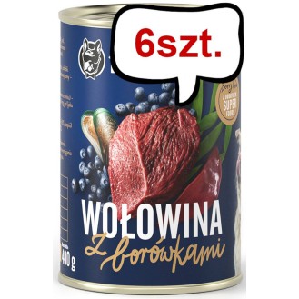John Dog Berry line Adult Wołowina z borówką Mokra Karma dla psa op. 400g Pakiet 6szt.