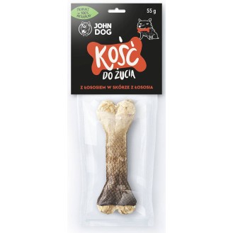 John Dog Kość z łososiem w skórze łososia dla psa 12cm op. 55g