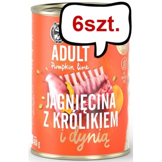 John Dog Pumpkin line Adult Jagnięcina z Królikiem i dynią Mokra Karma dla psa op. 400g Pakiet 6szt.