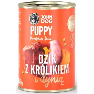 John Dog Pumpkin line Puppy Dzik z królikiem i dynią Mokra Karma dla psa op. 400g