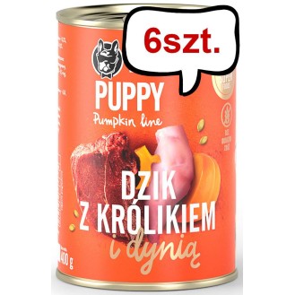 John Dog Pumpkin line Puppy Dzik z królikiem i dynią Mokra Karma dla psa op. 400g Pakiet 6szt.