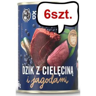 John Dog Berry line Puppy Dzik z Cielęciną i jagodami Mokra Karma dla szczeniąt op. 400g Pakiet 6szt.