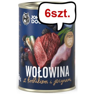 John Dog Berry line Puppy Wołowina z Królikiem i jeżynami Mokra Karma dla szczeniąt op. 400g Pakiet 6szt.