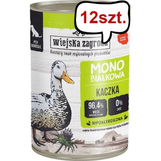 Wiejska Zagroda Monobiałkowa Kaczka Mokra Karma dla psa op. 400g Pakiet 12szt.