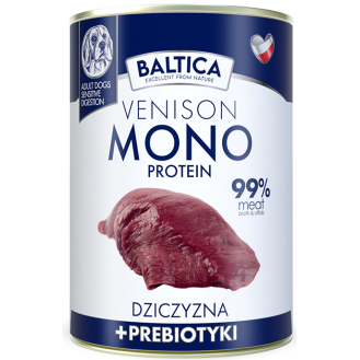 Baltica Monoprotein Adult Dziczyzna z prebiotykami Mokra Karma dla psa op. 400g