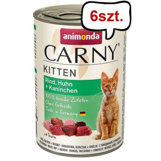 Animonda Carny Kitten Wołowina z kurczakiem i królikiem Mokra Karma dla kociąt op. 400g Pakiet 6szt.
