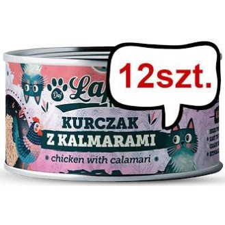 Łapsie for Cat Adult Kurczak z kalmarami Mokra karma dla kota. op. 80g Pakiet 12szt.