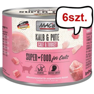 Mac's Adult Cielęcina z indykiem Mokra Karma dla kota op. 200g Pakiet 6szt.