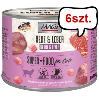 Mac's Adult Serce z wątróbką Mokra Karma dla kota op. 200g Pakiet 6szt.