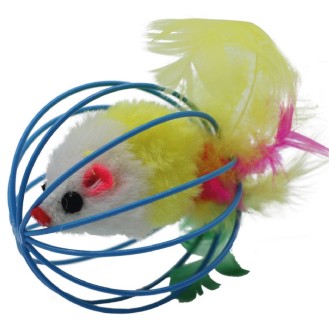 Bubu Pets Piłka fruciana z myszką dla kota rozm. 6cm nr kat. PT0116 WYPRZEDAŻ