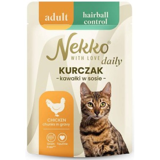 Nekko Daily Adult Hairball z kurczakiem w sosie Mokra Karma dla kota op. 85g