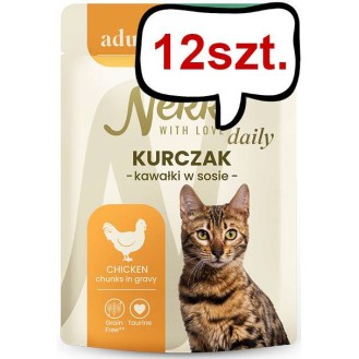 Nekko Daily Adult Hairball z kurczakiem w sosie Mokra Karma dla kota op. 85g Pakiet 12szt.