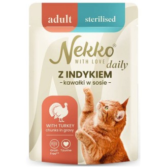 Nekko Daily Adult Sterilised z indykiem w sosie Mokra Karma dla kota op. 85g