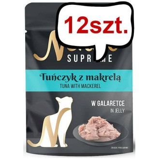 Nekko Supreme Adult Tuńczyk z makrelą w galaretce Mokra Karma dla kota op. 70g Pakiet 12szt.