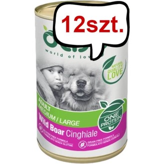 Oasy One Protein Adult Medium/Large Wild Boar mokra karma dla psa op. 400g Pakiet 12szt.