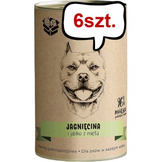 Paka Zwierzaka Jagnięcina i jabłko z miętą Mokra karma dla psa op. 400g Pakiet 6szt. + Zabawka Kurczak GRATIS