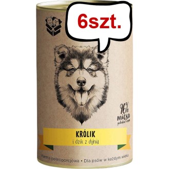 Paka Zwierzaka Królik i dzik z dynią Mokra karma dla psa op. 400g Pakiet 6szt. + Zabawka Kurczak GRATIS